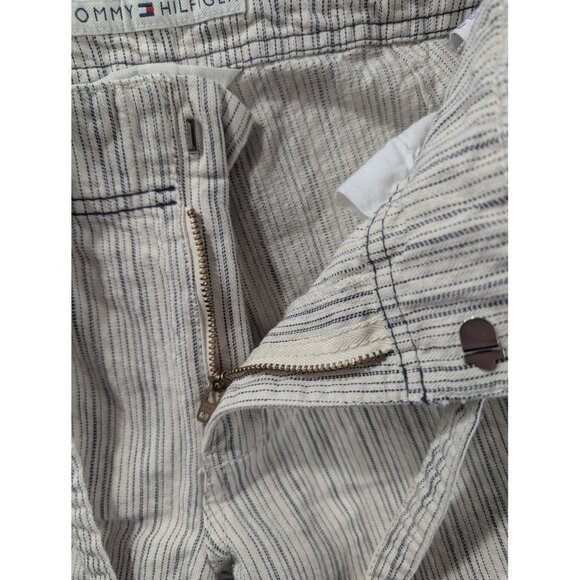 Tommy Hilfiger Pants Womens 8 Beige Stripe Gaucho Fit Capri Cropped Casual - Picture 11 of 13